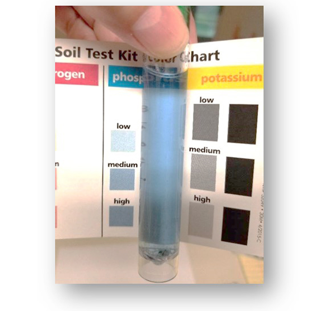 Person comparing Mosser Lee Soil Master Soil Test Kit results to color chart